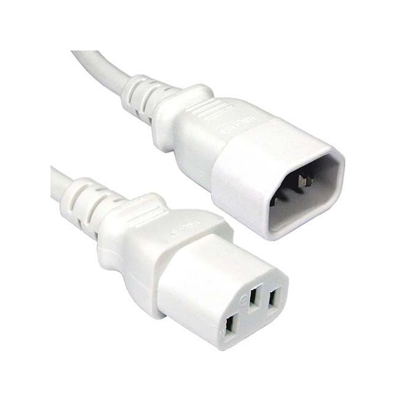 Image of FDL 1M IEC MAINS EXT. CABLE - IEC C13 SKT. TO C14 PLUG - WHITE