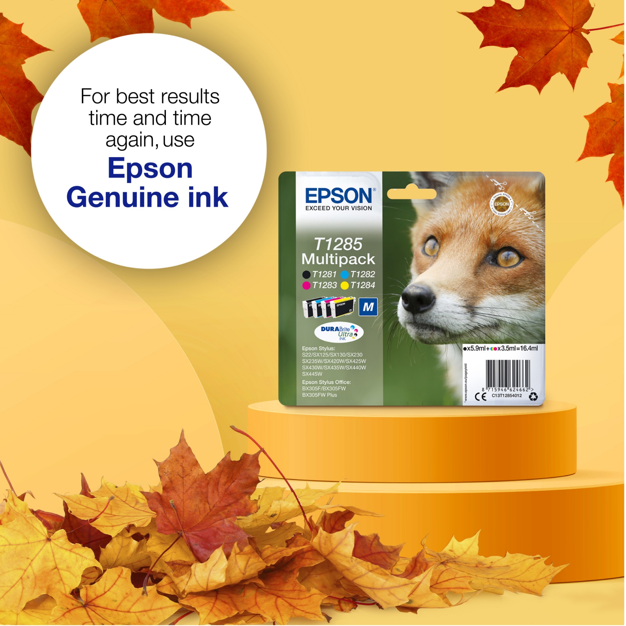 Epson T1285 Fox DURABrite Ultra Ink Cartridge CMYK Multipack C13T12854012