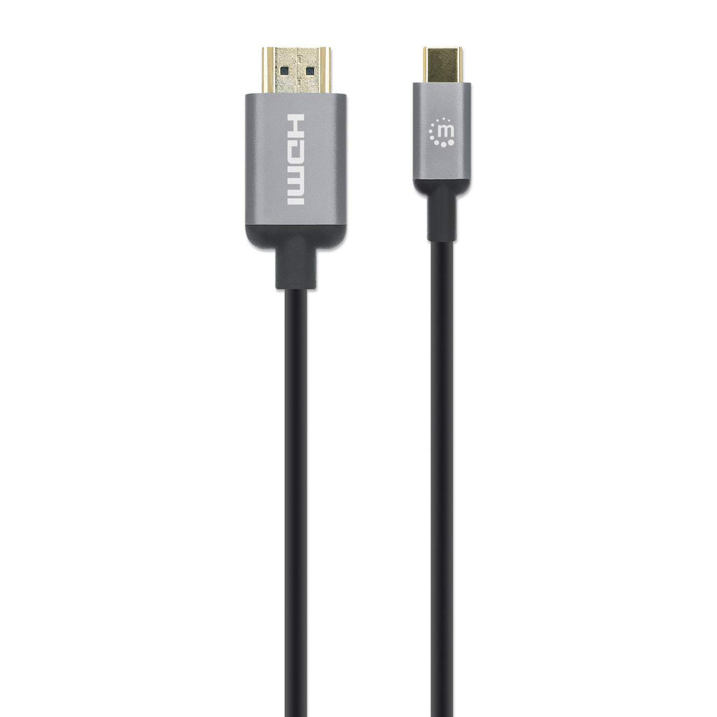 Manhattan USB-C to HDMI Cable, 4K@60Hz, 1m, Black, Equivalent to Startech CDP2HD2MBNL, Male to Male, Three Year Warranty, Polybag