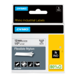 DYMO ® Industrial Flexible Nylon Labels | Authentic ® Labels, For Labeling Wires, Cables and More (1/2", Black on White)