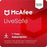 McAfee LiveSafe Antivirus security 1 year(s)