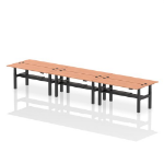 Dynamic Air Back-to-Back W1800 x D600mm Height Adjustable Sit Stand 6 Person Bench Desk With Cable Ports Beech Finish Black Frame - HA02574 DD