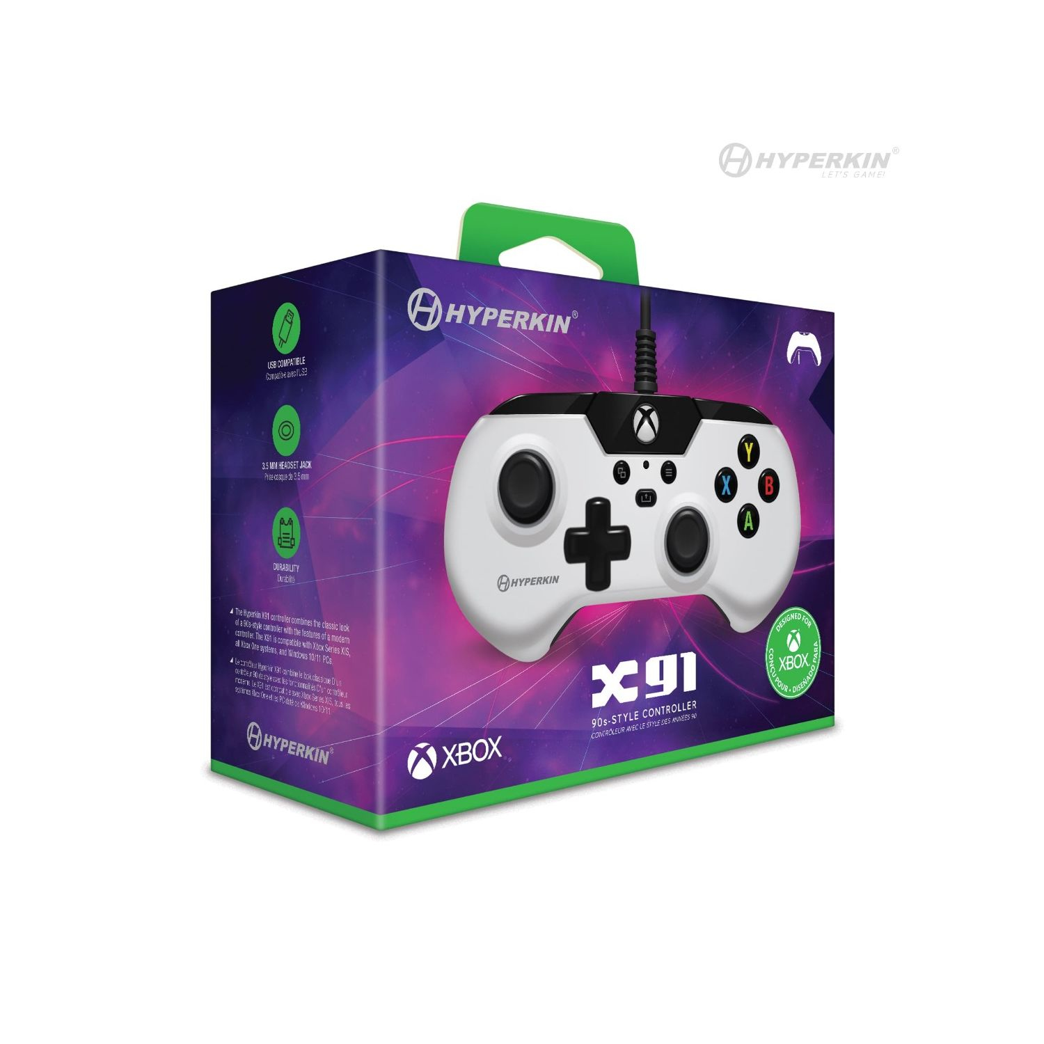 Hyperkin X91 Black, White USB Gamepad Analogue / Digital Xbox One S, Xbox One X
