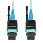 Tripp Lite N846-01M-24-P 100G MTP/MPO Multimode OM3 Plenum-Rated Fiber Optic Cable (CXP), 24 Fiber, 100GBASE-SR10, Push/Pull Tabs, Aqua, 1 m