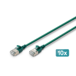 Digitus CAT 6A F-FTP Slim patch cord, 0.3m, green, 10 pieces