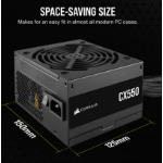 Corsair CX550 550W, 80 PLUS Bronze Certified, Up to 88% Efficiency,  Compact 125mm design easy fit and airflow, ATX PSU 2023