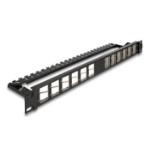 DeLOCK 19″ Keystone Patch Panel 24 port angled with strain relief black
