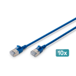Digitus CAT 6A F-FTP Slim patch cord, 1.5 m, blue, 10 pieces