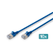 Digitus CAT 6A F-FTP Slim patch cord, 0.3m, blue, 10 pieces
