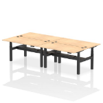 Dynamic Air Back-to-Back W1600 x D800mm Height Adjustable Sit Stand 4 Person Bench Desk With Cable Ports Maple Finish Black Frame - HA02382 DD