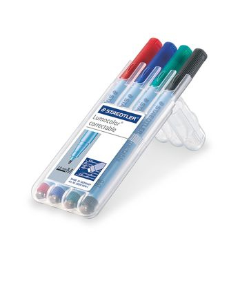 Staedtler Lumocolor correctable 305 marker 4 pc(s) Black, Blue, Green, Red