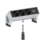 Bachmann Desk2 socket-outlet 3 x Type F Black, Stainless steel