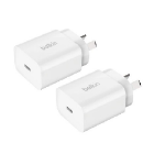 BELKIN BoostCharge 20W USB-C PD 3.0 PPS Wall Charger (Pack of 2) - White (WCA007auWH-2PK), Safe & Efficient, Compact & Travel-Ready, 2 Years Warranty