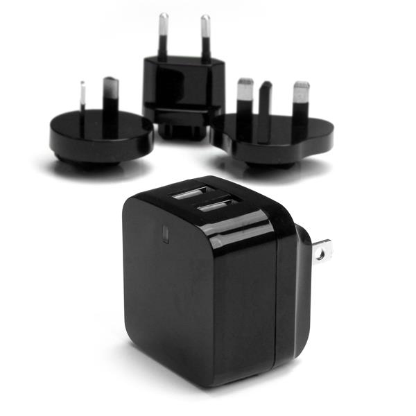 Image of StarTech.com Dual-port USB wall charger - international travel -...