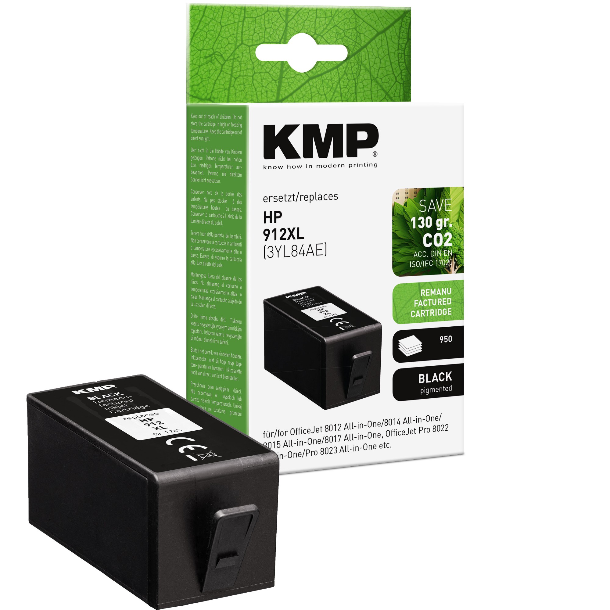 EU Product - KMP Patrone HP HP912XL 3YL84AE black H188X 950 Seiten remanufactured