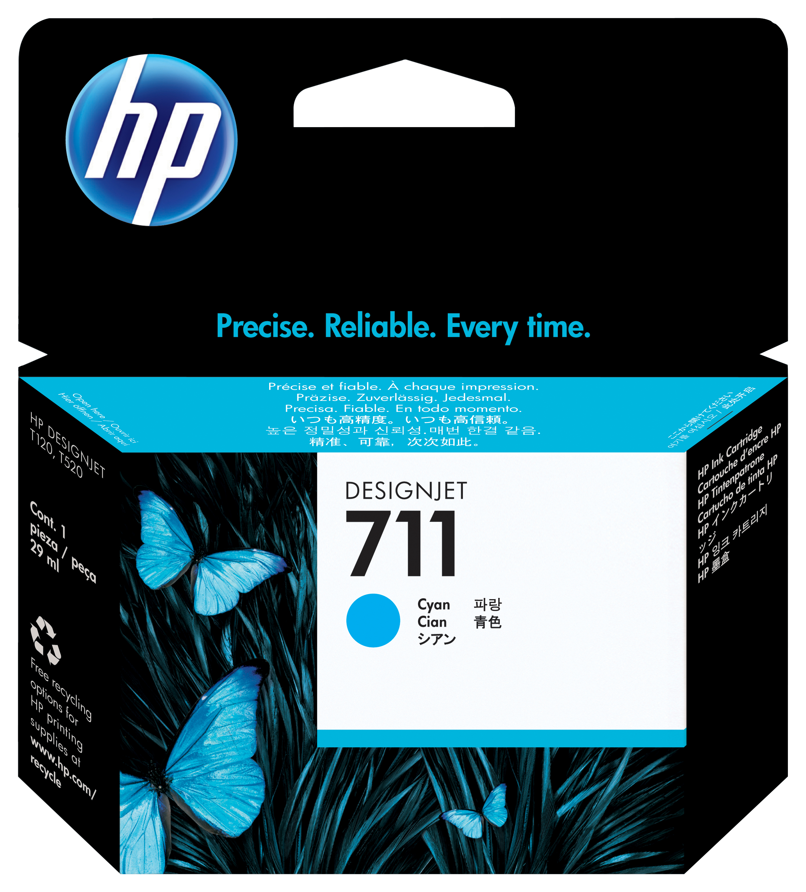 Image of HP CZ130A/711 Ink cartridge cyan 29ml for HP DesignJet T 520