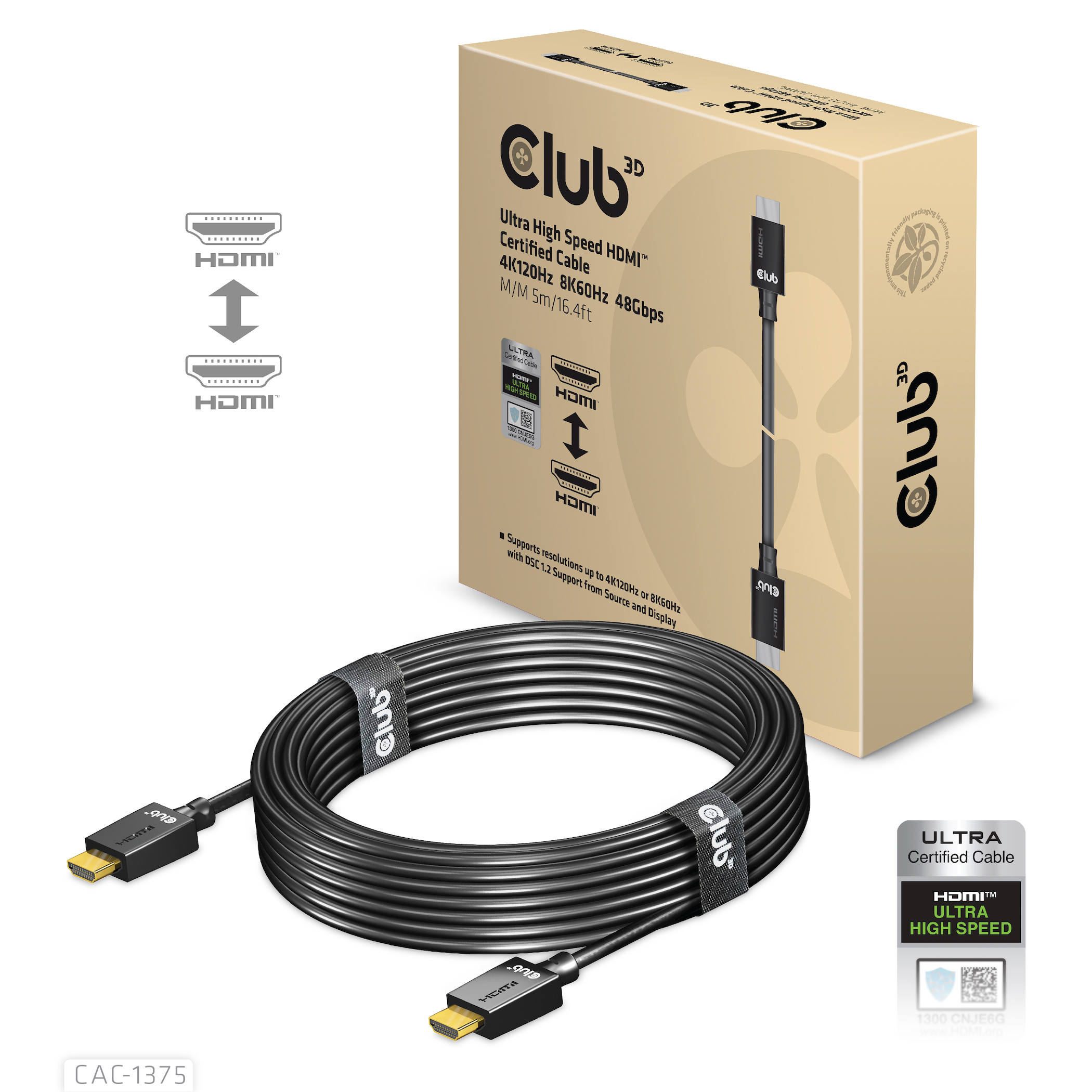 Image of CLUB3D Ultra High Speed HDMI Certified Cable 4K120Hz 8K60Hz...