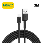 USP BoostUp Lightning to USB-A Cable (3M) Black - Quick Charge & Connect, 2.4A Rapid Charge,Durable & Reliable,Nylon Weaving,Apple iPhone/iPad/MacBook