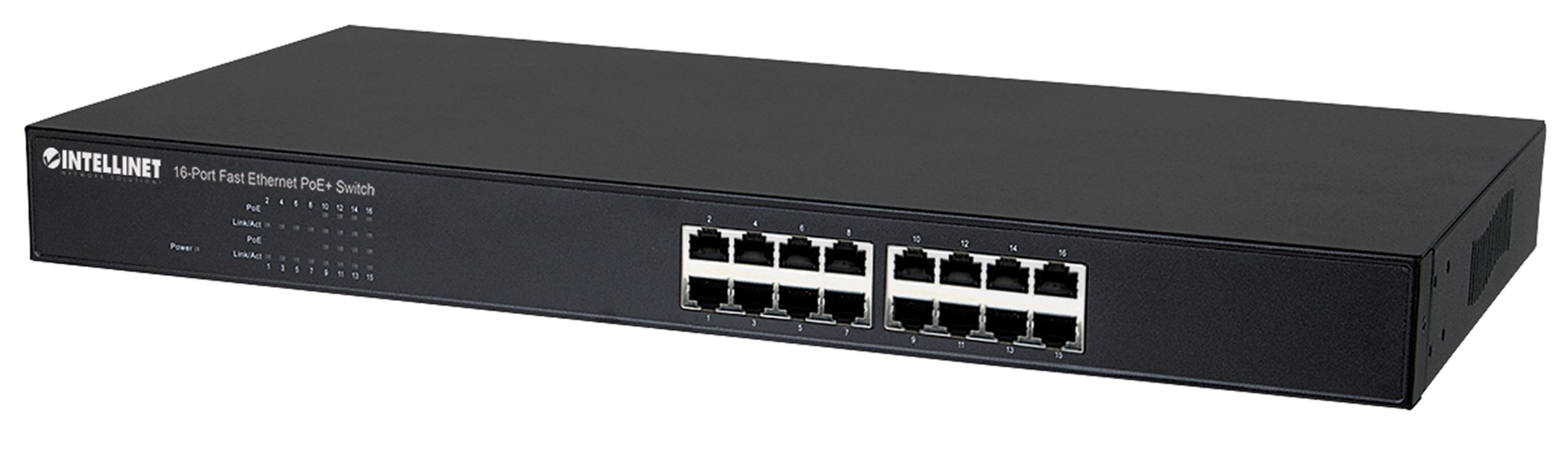 Intellinet 16-Port Fast Ethernet PoE+ Switch. 8 x PoE IEEE 802.3at/af