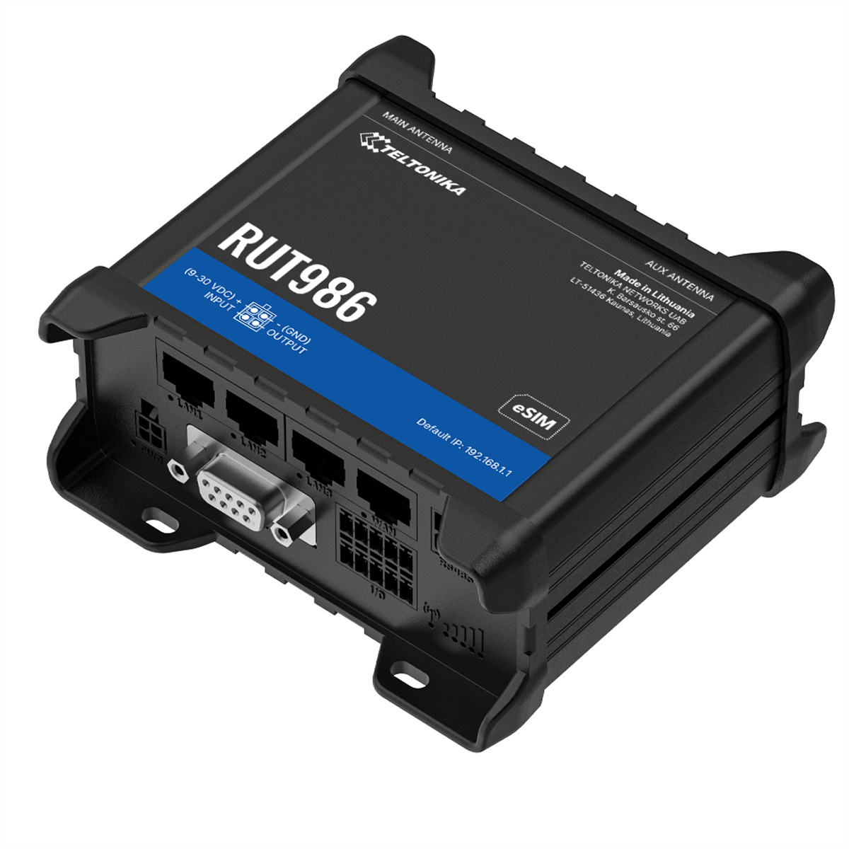 EU Product - RUT986 Cat4 LTE Router Dual SIM und eSIM RS232/485 - - RS-232 - Router - Amount of ports: