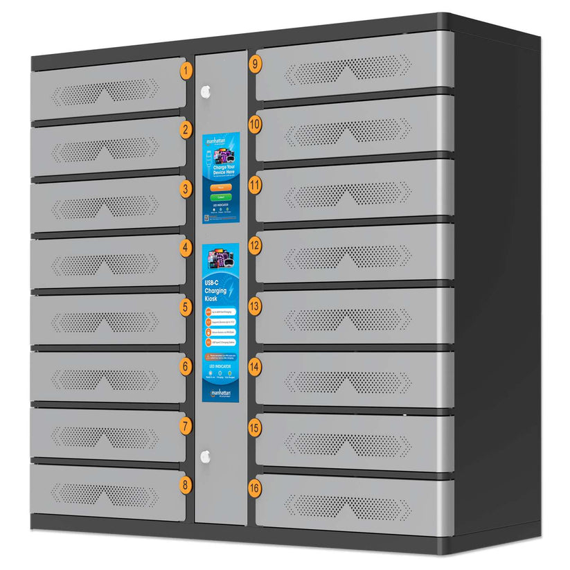 Image of Manhattan Kiosk Laptop Charging Cabinet USB-C 65W 16-bay (individual c