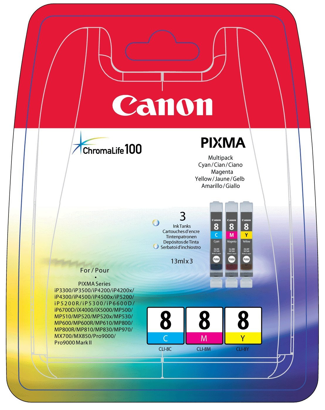 Canon CLI-8 C/M/Y cartucho de tinta 3 pieza(s) Original Cian, Magenta, Amarillo