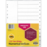 MARBIG INDICES PP A4 WHITE 1-12 TAB