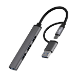 T'nB HUBSLIM4 interface hub USB 2.0 5000 Mbit/s Grijs