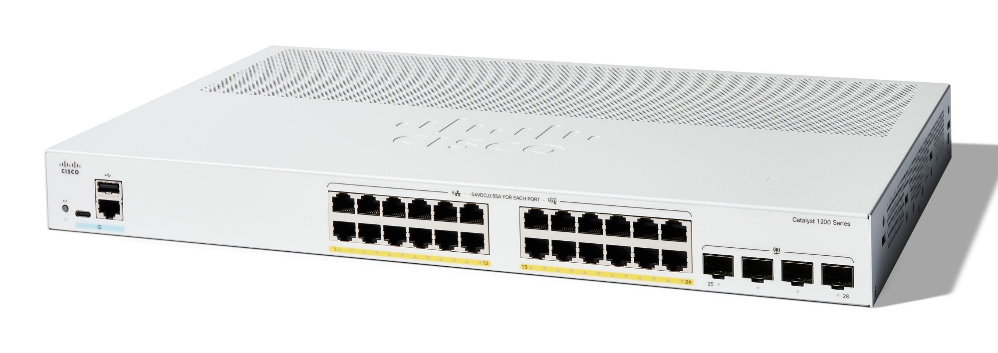 Cisco Catalyst 1200-24P-4G Smart Switch, 24 Port GE, PoE, 4x1GE SFP, Limited Lifetime Protection (C1200-24P-4G)