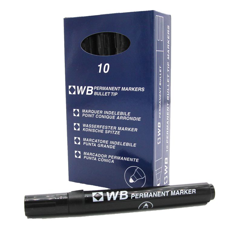 CTS Wholesale Permanent Marker Bullet Tip Black - Pack of 10
