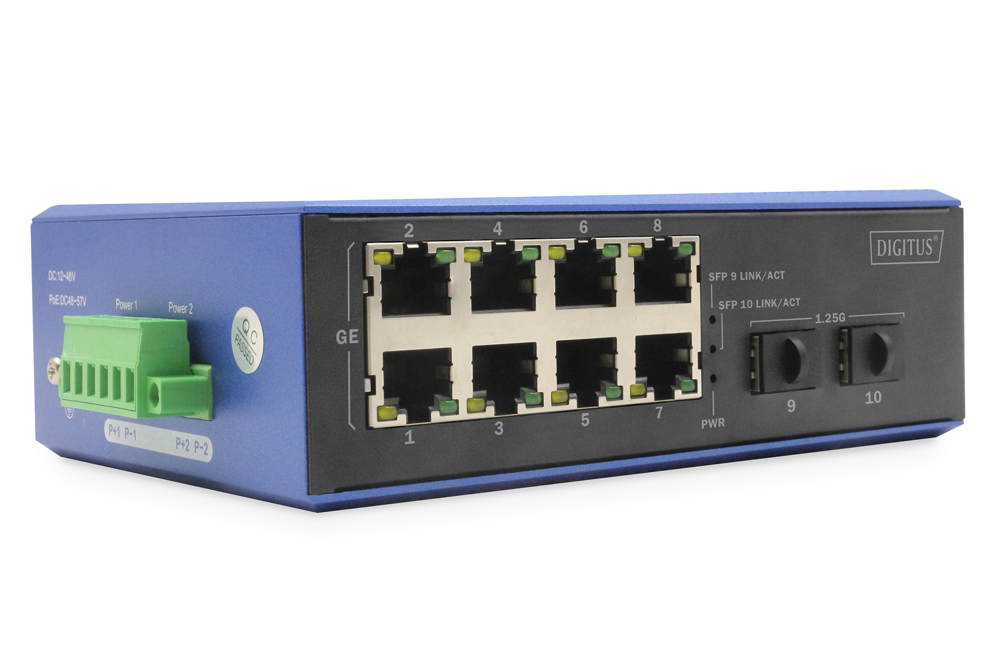 Image of Digitus Industrial 8 + 2 -Port Gigabit Ethernet PoE Switch
