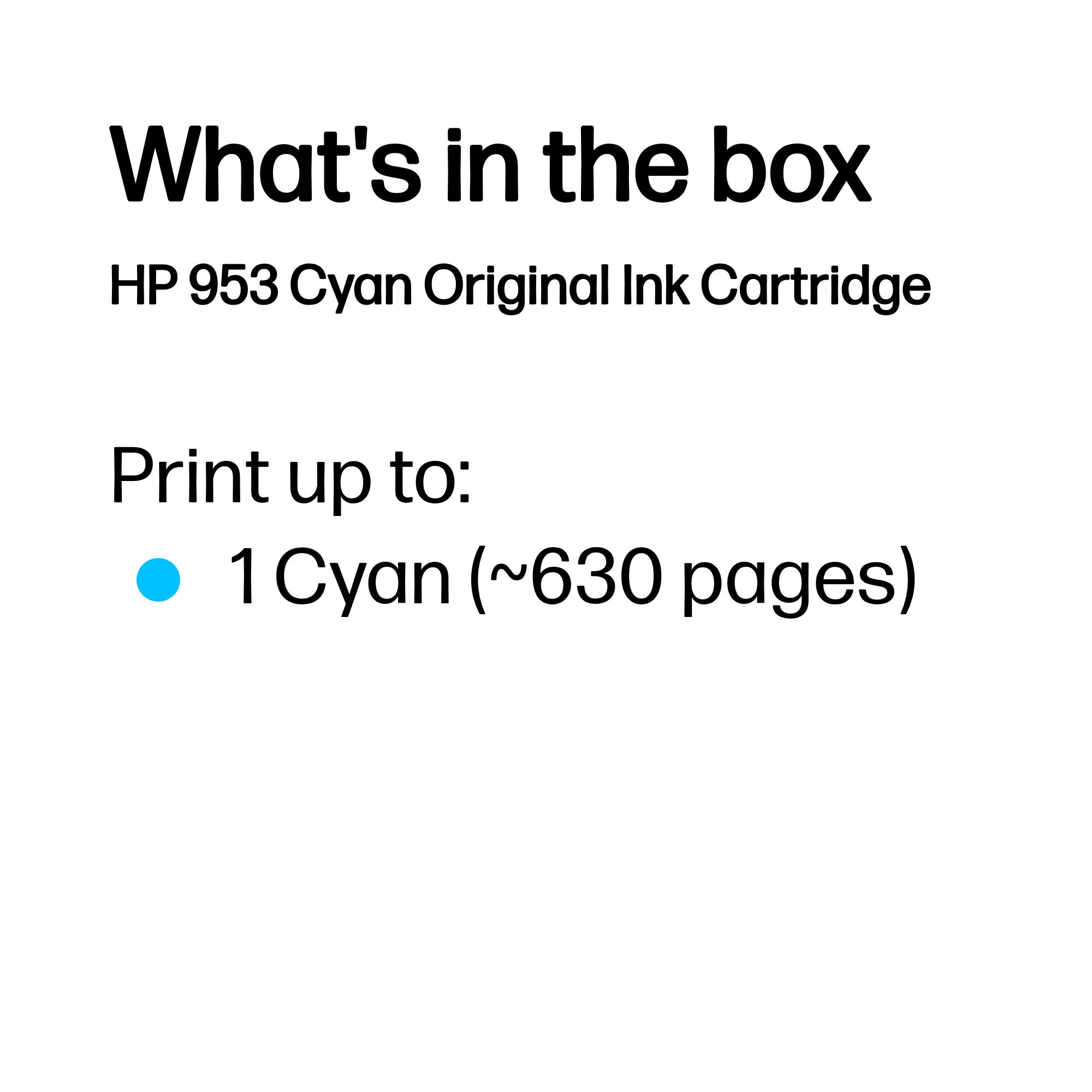HP 953 Original Ink Cartridge 9-ml Cyan F6U12AE