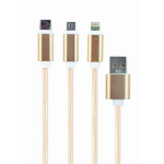 Gembird CC-USB2-AM31-1M-G USB-kabel USB 2.0 USB A USB C/Micro-USB B/Lightning Goud, Wit