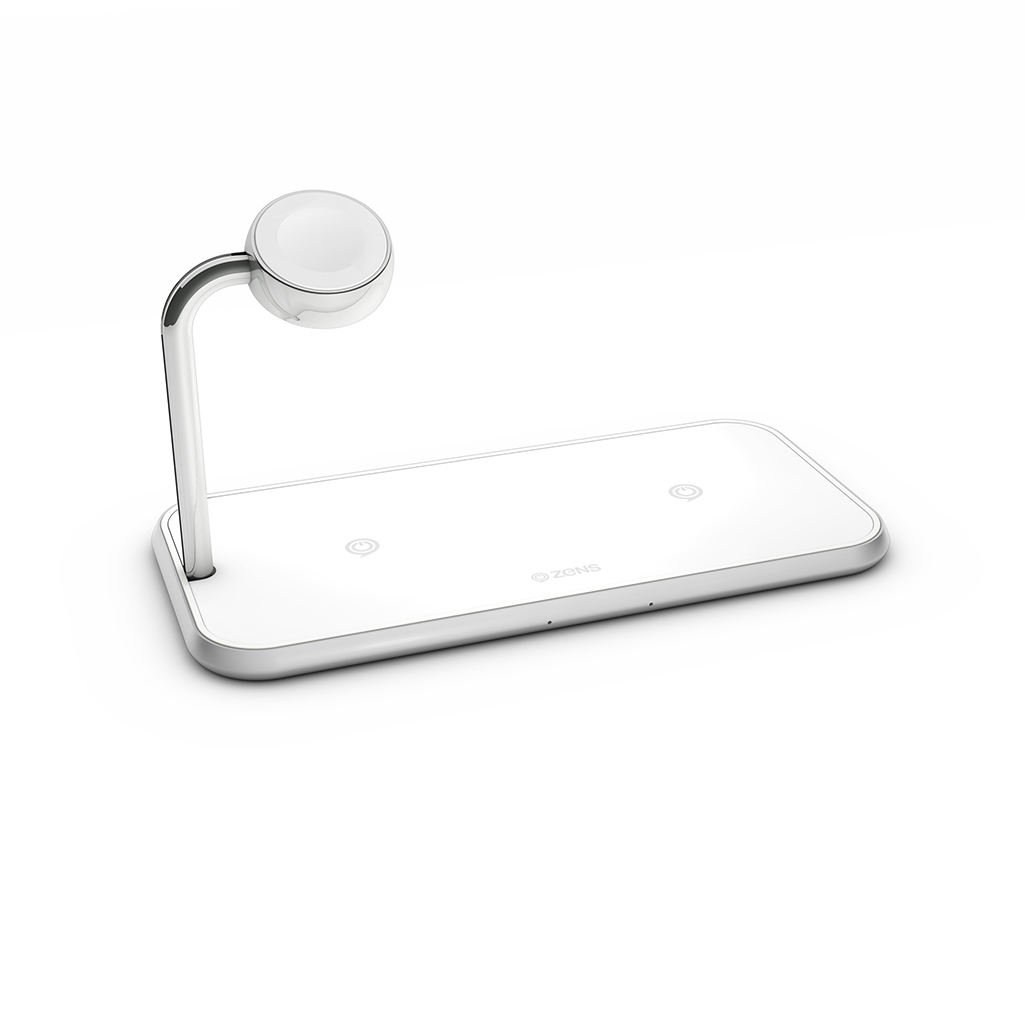 ZENS Dual+Watch Aluminium Wireless Charger – White