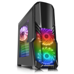 CIT G Force Black Mid-Tower PC Gaming Case with 2 x RGB Front 1 x Rear Fans & Remote