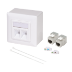 LogiLink Modular Cat.6A Wall Outlet 2xRJ45 STP, w. backbox, signal white