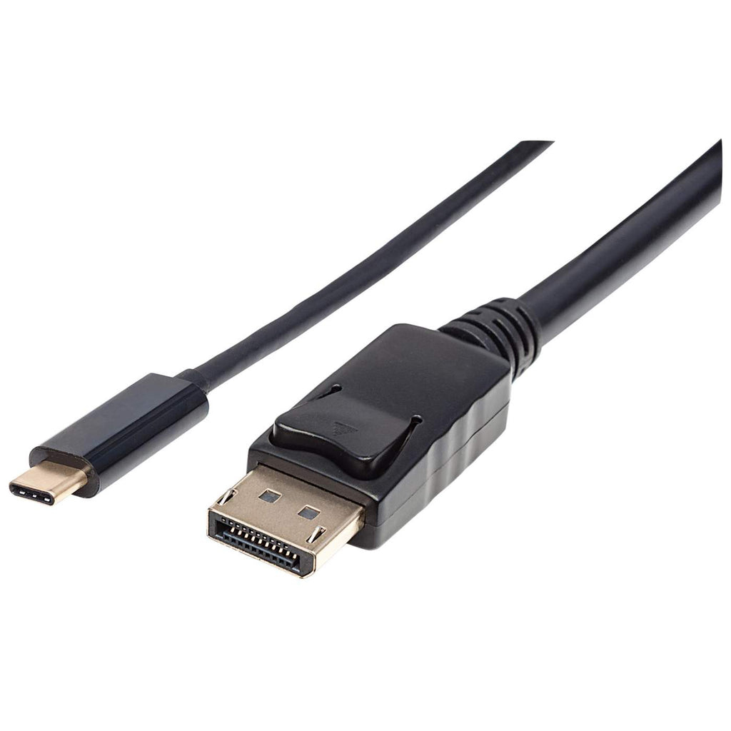 Manhattan USB-C to DisplayPort Cable, 4K@60Hz, 2m, Male to Male, Black, Equivalent to Startech CDP2DP2MBD, Three Year Warranty, Polybag