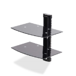 StarTech.com .com Dual Floating Wall-Mounted AV Shelves, Adjustable Height Shelf For Under TV, Organize A/V Equipment On Black Tempered Glass Shelves - Shelf - for audio/video components - aluminium, steel, plastic - black - wall-mountable