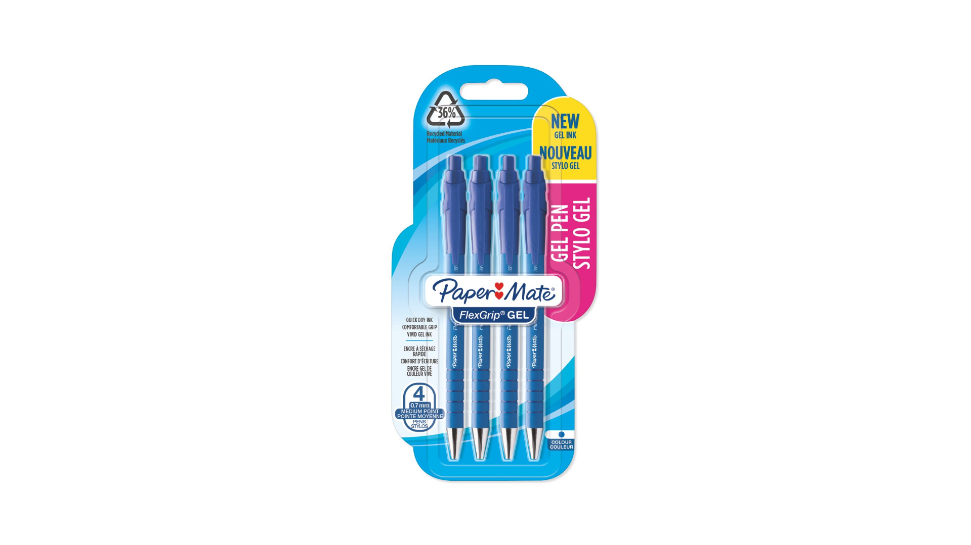 Image of Papermate FlexGrip Gel Retractable gel pen Medium Blue 4 pc(s)