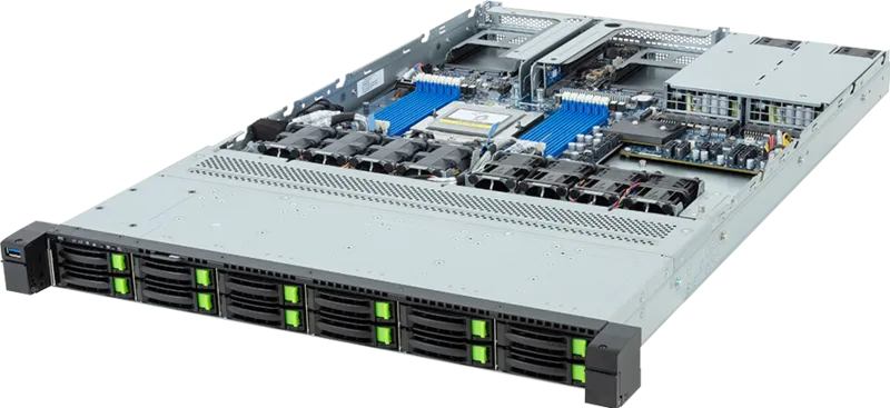 Image of GIGABYTE R163-Z35-AAH1 rev 3.x AMD SoC Socket SP5 Rack (1U) Black. Ste