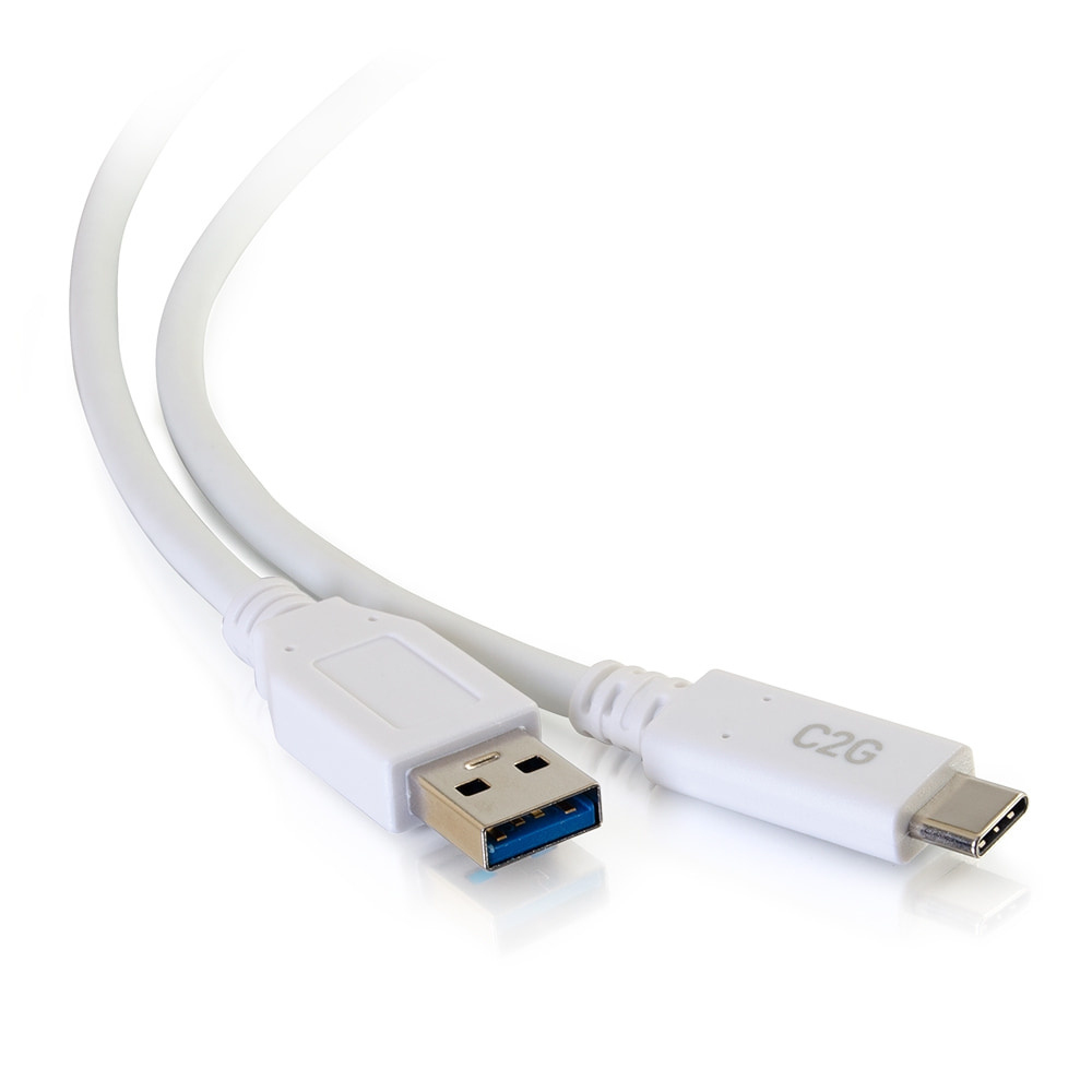C2G 3ft (0.9m) USB-C® to USB-A 3.2 Gen 1 (5Gbps) Cable M/M - White
