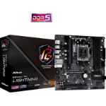 Asrock B650M PG Lightning AMD AM5 Socket Motherboard, Micro-ATX, 4x DDR5 Slots, 3x M.2 Sockets, 1x USB-C Port, 2.5GbE LAN, 1x DisplayPort / 1x HDMI Port