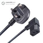 connektgear 3m UK Mains Power Cable UK Plug to Right Angled C13 Socket