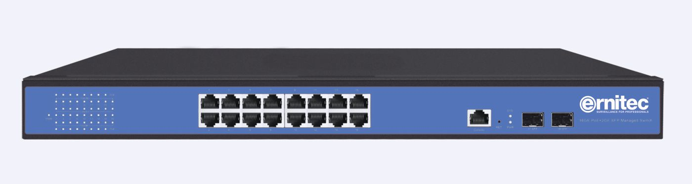 Image of Ernitec Managed Layer 2, 16 Gigabit ports, 2 Gigabit SFP ports