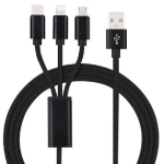 Insmat 133-1003 USB-kablar 1,2 m USB A USB C/Micro-USB B/Lightning Svart