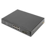 Digitus 8-Port Gigabit PoE Networkswitch, 19 Zoll, unmanaged, 2 Uplinkports, SFP, 140 W, af/at