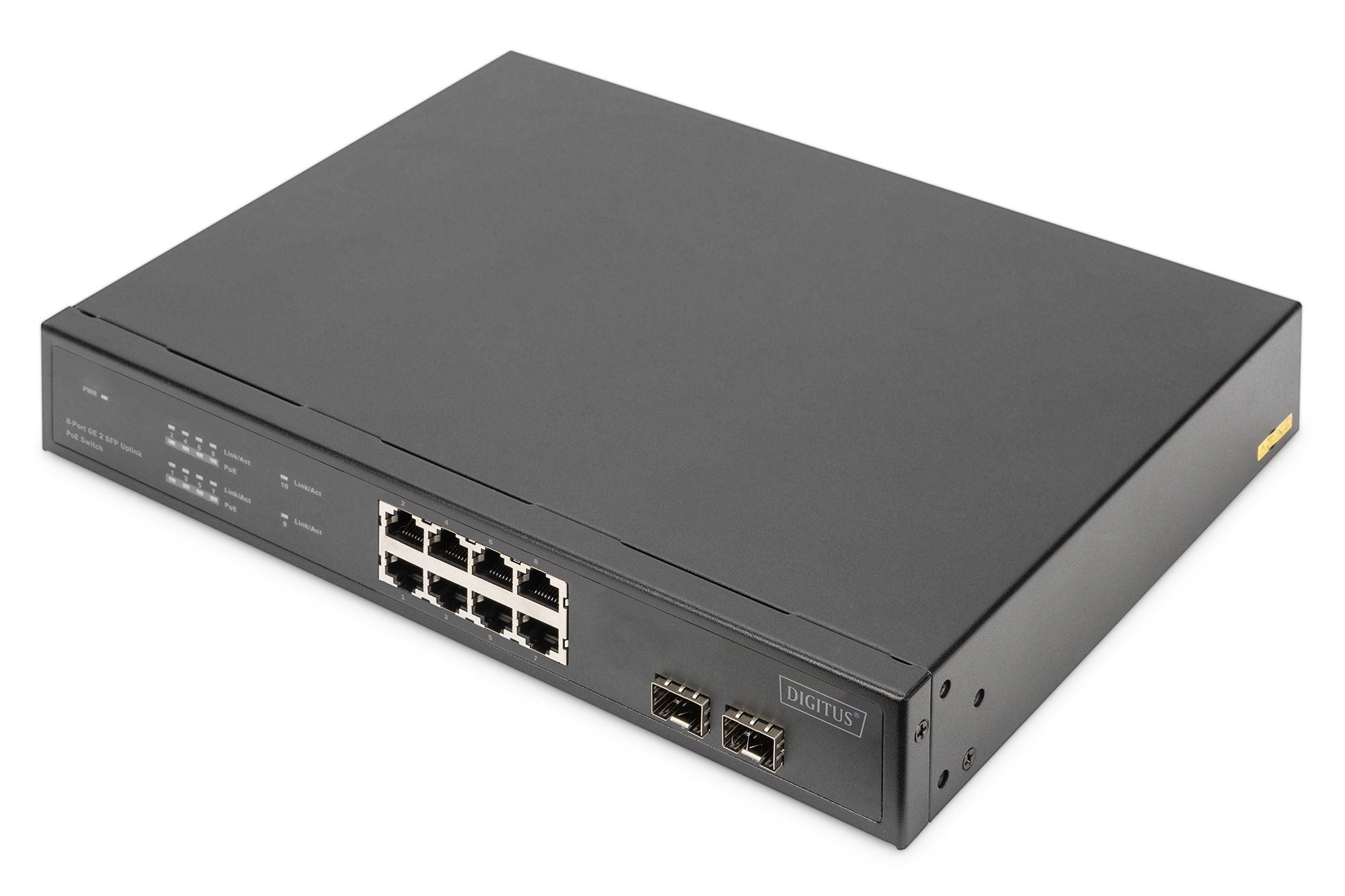 Image of Digitus 8-Port Gigabit PoE Networkswitch, 19 Zoll, unmanaged, 2...