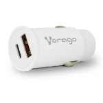 Vorago CARGADOR PARA AUTO AU-305-BK TIPO C PD 20W Y USB A QUICK CHARGE 3.0 BLANCO - Universal Carga rápida