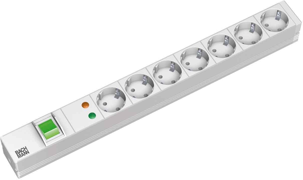 Image of Bachmann 7x Schuko, 2m power extension 7 AC outlet(s) Grey