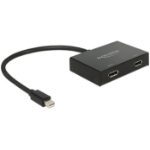 DeLOCK 87695 video cable adapter 0.3 m Mini DisplayPort 2 x DisplayPort Black